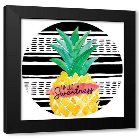 Hello Sweetness Plate Black Modern Wood Framed Art Print by ND Art