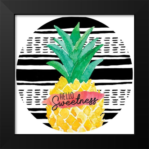 Hello Sweetness Plate Black Modern Wood Framed Art Print by ND Art