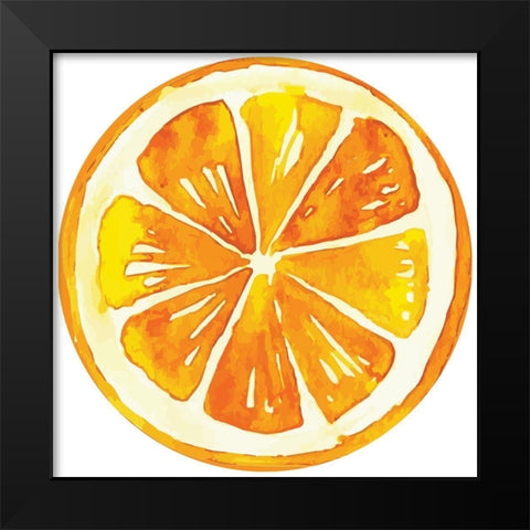 Orange Plate Black Modern Wood Framed Art Print by ND Art