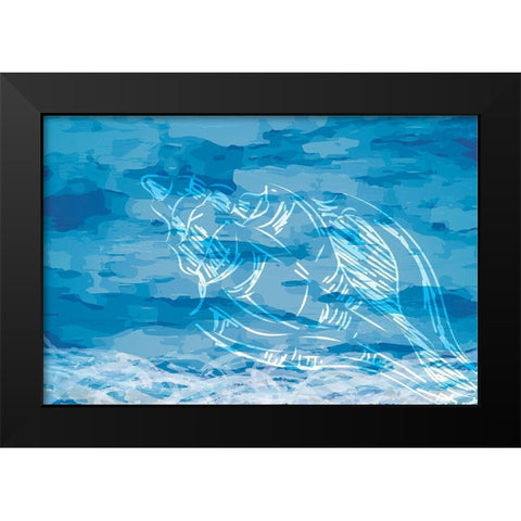 Blue Coastal Black Modern Wood Framed Art Print by ND Art