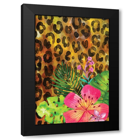 Tropical Jungle Black Modern Wood Framed Art Print by ND Art