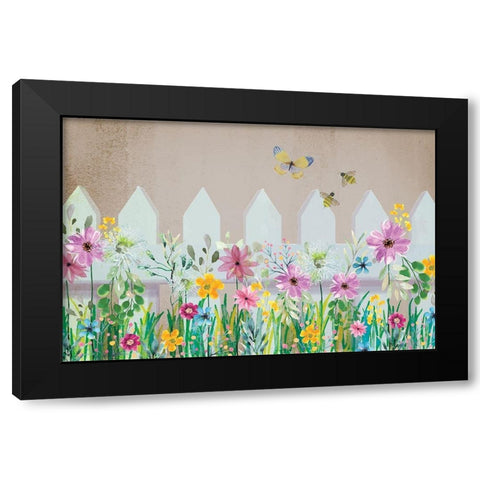 Wild Flower Black Modern Wood Framed Art Print by ND Art