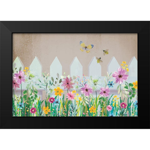 Wild Flower Black Modern Wood Framed Art Print by ND Art