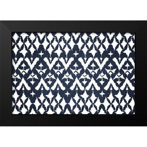 Blue and White V Black Modern Wood Framed Art Print by ND Art