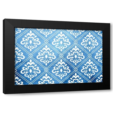 Blue and White IX Black Modern Wood Framed Art Print by ND Art