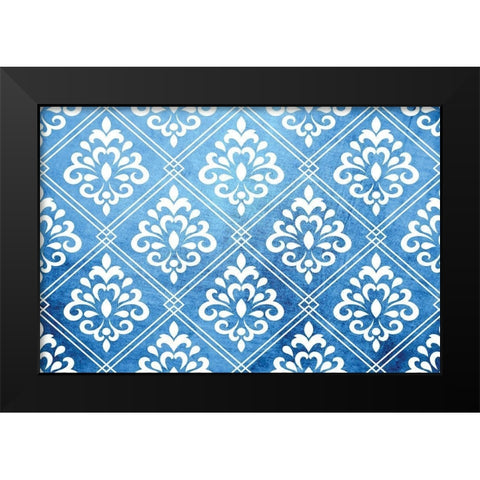 Blue and White IX Black Modern Wood Framed Art Print by ND Art