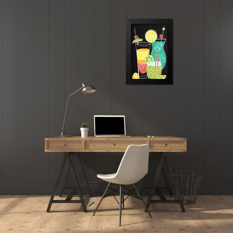 Sip Sip Hooray! Black Modern Wood Framed Art Print by ND Art