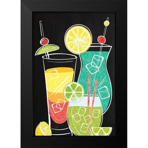 Sip Sip Hooray! Black Modern Wood Framed Art Print by ND Art