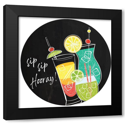 Sip Sip Hooray Plate II Black Modern Wood Framed Art Print with Double Matting by ND Art