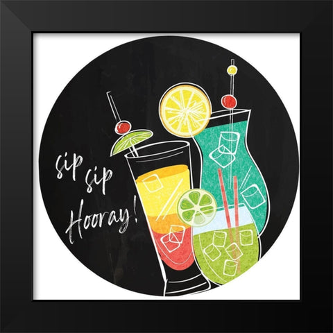 Sip Sip Hooray Plate II Black Modern Wood Framed Art Print by ND Art