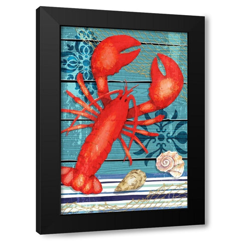 New England Lobster Black Modern Wood Framed Art Print by ND Art