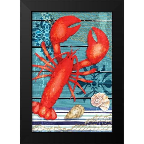 New England Lobster Black Modern Wood Framed Art Print by ND Art