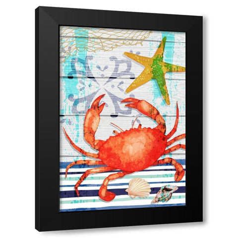 New England Crab Black Modern Wood Framed Art Print by ND Art