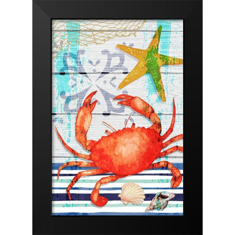 New England Crab Black Modern Wood Framed Art Print by ND Art