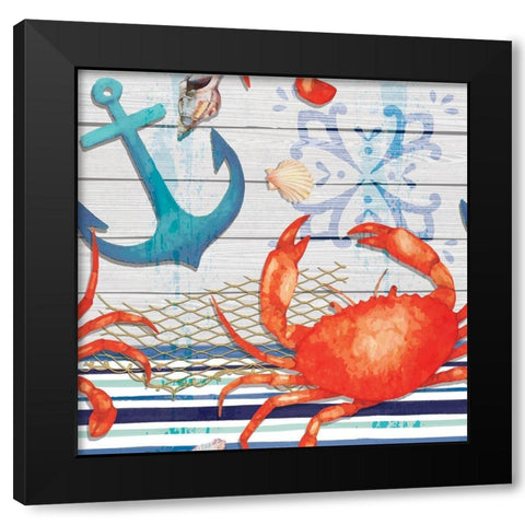 New England Pattern Black Modern Wood Framed Art Print by ND Art