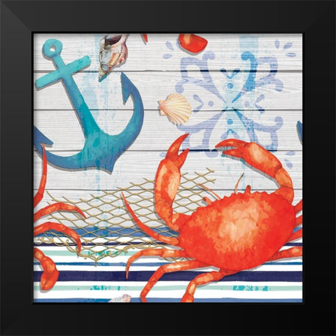 New England Pattern Black Modern Wood Framed Art Print by ND Art