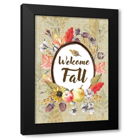 Welcome Fall Black Modern Wood Framed Art Print by ND Art