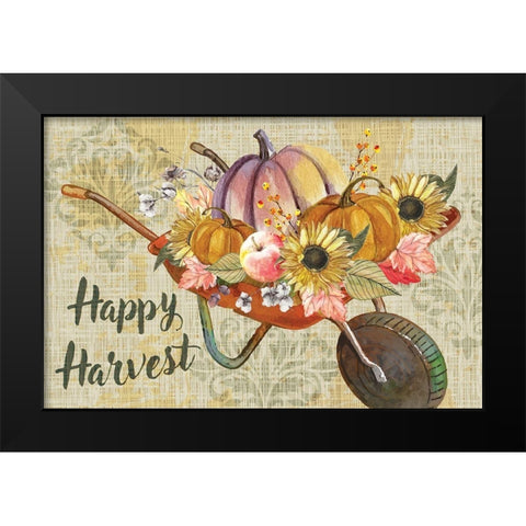 Happy Harvest Black Modern Wood Framed Art Print by ND Art