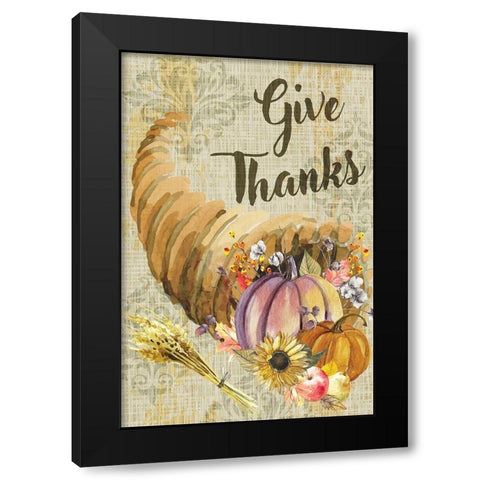 Give Thanks Black Modern Wood Framed Art Print by ND Art