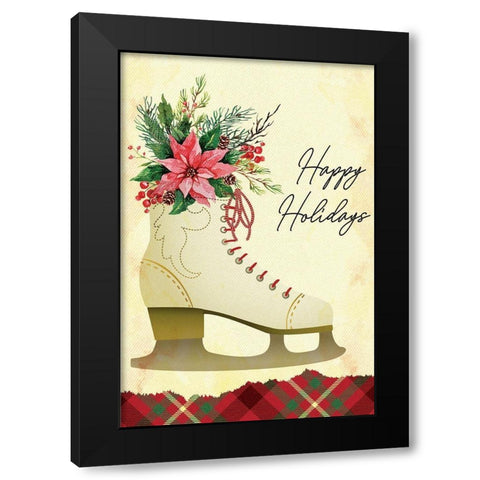 Happy Holidays Black Modern Wood Framed Art Print by ND Art