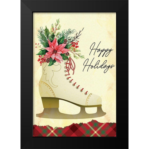 Happy Holidays Black Modern Wood Framed Art Print by ND Art
