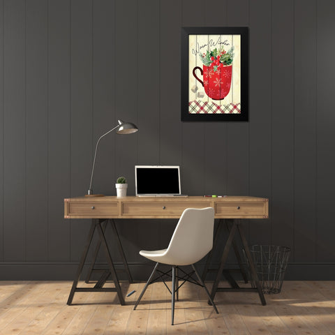 Warm Wishes Black Modern Wood Framed Art Print by ND Art