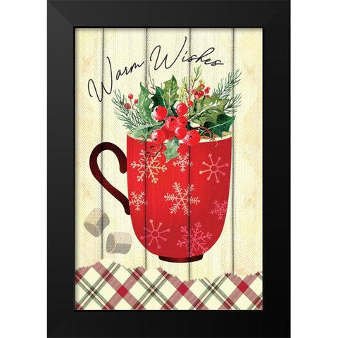 Warm Wishes Black Modern Wood Framed Art Print by ND Art