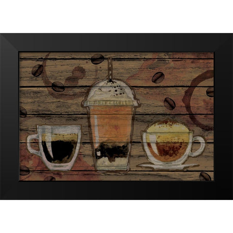 Coffee II Black Modern Wood Framed Art Print by ND Art