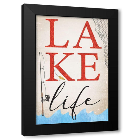 Lake Life Black Modern Wood Framed Art Print by ND Art