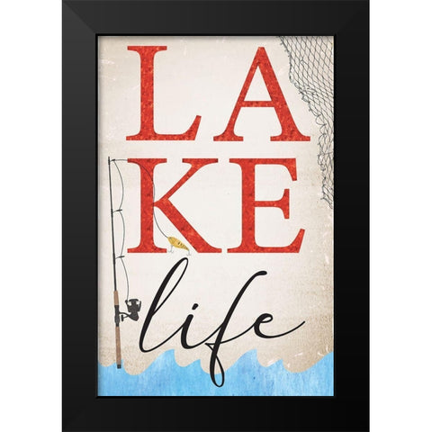 Lake Life Black Modern Wood Framed Art Print by ND Art