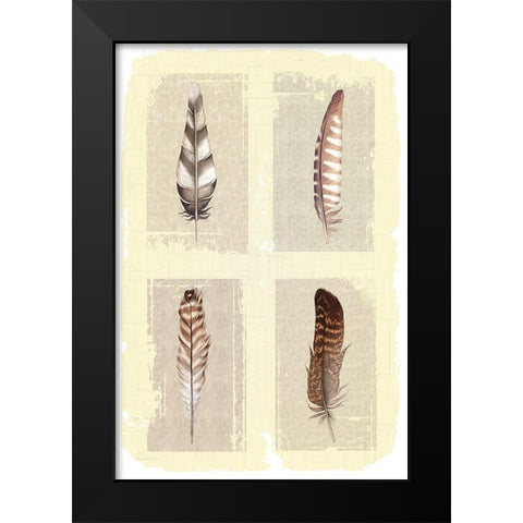 Traditional Figurative Feathers Black Modern Wood Framed Art Print by ND Art