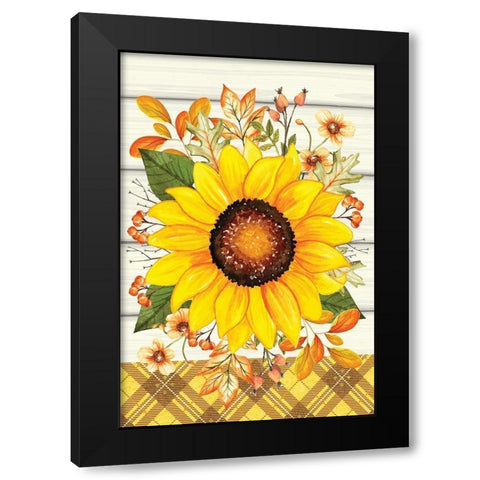 Sunflower Black Modern Wood Framed Art Print by ND Art
