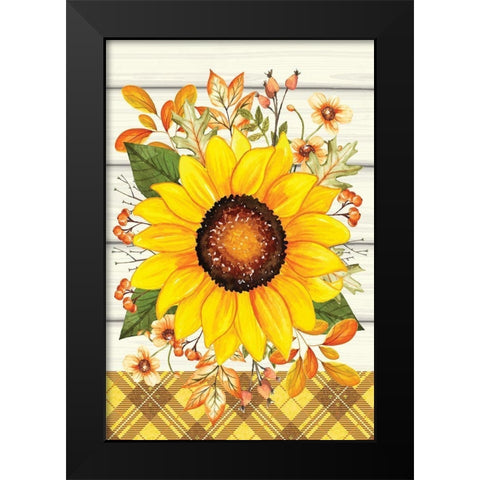 Sunflower Black Modern Wood Framed Art Print by ND Art