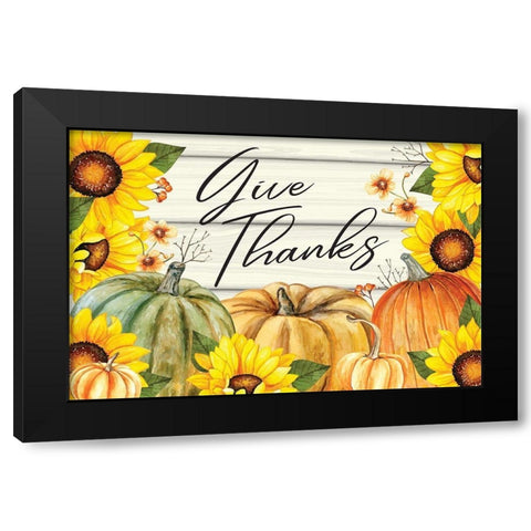 Give Thanks Black Modern Wood Framed Art Print with Double Matting by ND Art