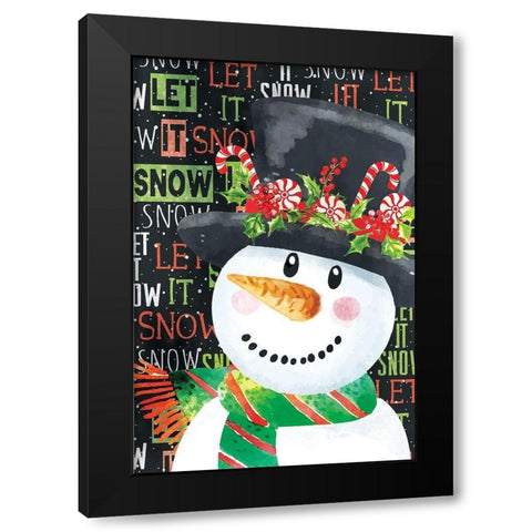 Snowman Black Modern Wood Framed Art Print by ND Art
