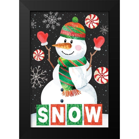 Snow Showman Black Modern Wood Framed Art Print by ND Art