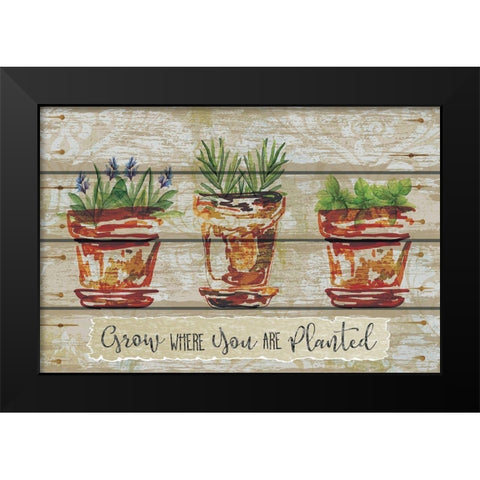 Grow Where Black Modern Wood Framed Art Print by ND Art