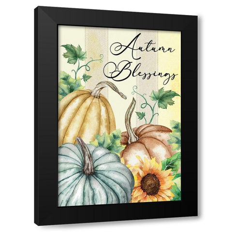 Autumn Blessings Black Modern Wood Framed Art Print by ND Art