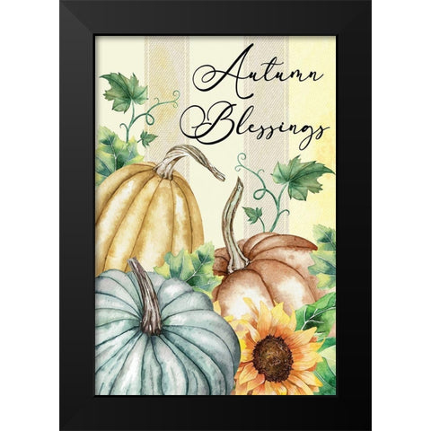 Autumn Blessings Black Modern Wood Framed Art Print by ND Art