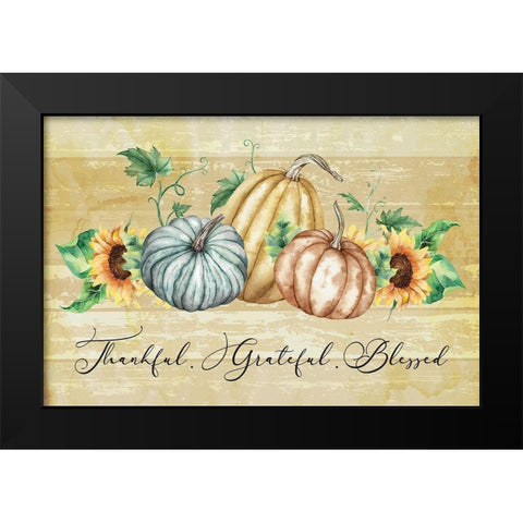 Thankful Grateful Blessed Black Modern Wood Framed Art Print by ND Art