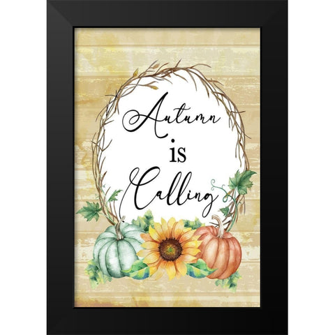 Autumn is Calling Black Modern Wood Framed Art Print by ND Art