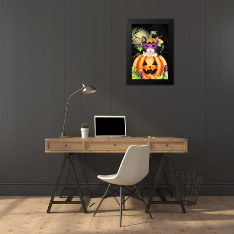 Halloween Cat II Black Modern Wood Framed Art Print by ND Art