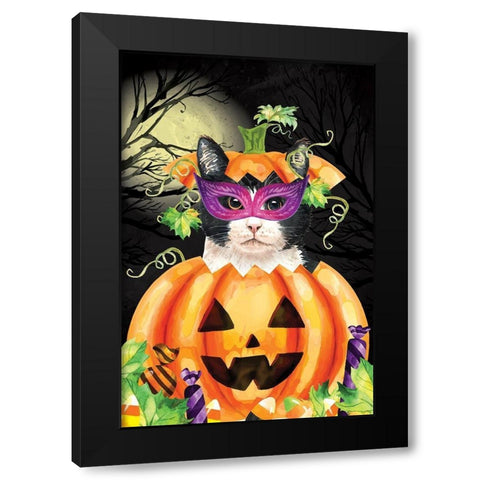 Halloween Cat II Black Modern Wood Framed Art Print by ND Art