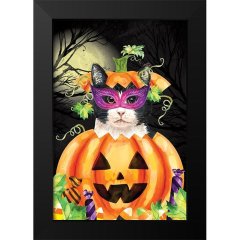 Halloween Cat II Black Modern Wood Framed Art Print by ND Art