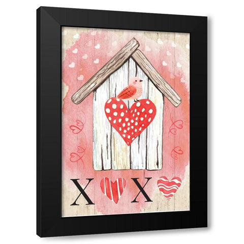 XO Birdhouse Black Modern Wood Framed Art Print by ND Art