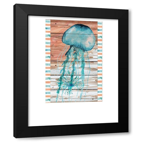 Jellyfish Black Modern Wood Framed Art Print by ND Art