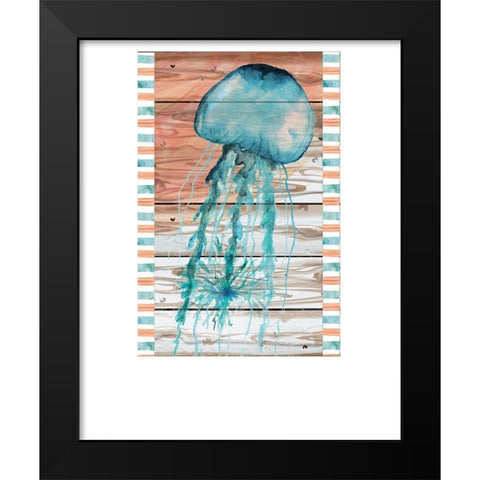 Jellyfish Black Modern Wood Framed Art Print by ND Art