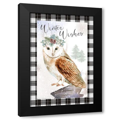 Winter Wishes Black Modern Wood Framed Art Print with Double Matting by ND Art