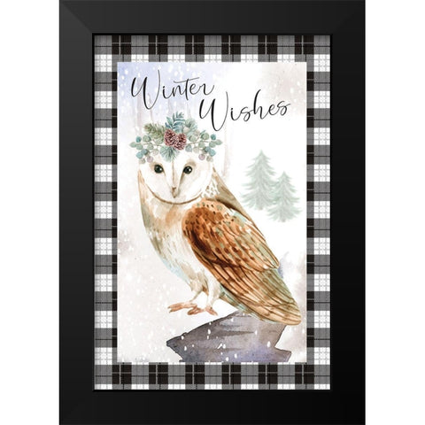 Winter Wishes Black Modern Wood Framed Art Print by ND Art