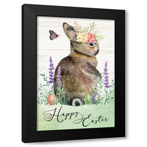 Happy Easter Black Modern Wood Framed Art Print by ND Art